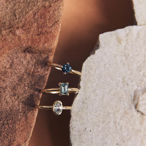 Partial Bezel Set Oval Prasiolite Ring in Yellow Gold